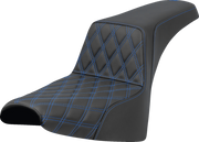 SADDLEMEN Step-Up Seat - Front Lattice Stitch - Blue Stitch - FXST/FXBB '18-'25 818-30-17201