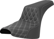SADDLEMEN Step-Up Seat - Front Lattice Stitch - White Stitch - FXST/FXBB '18-'25 818-30-17206