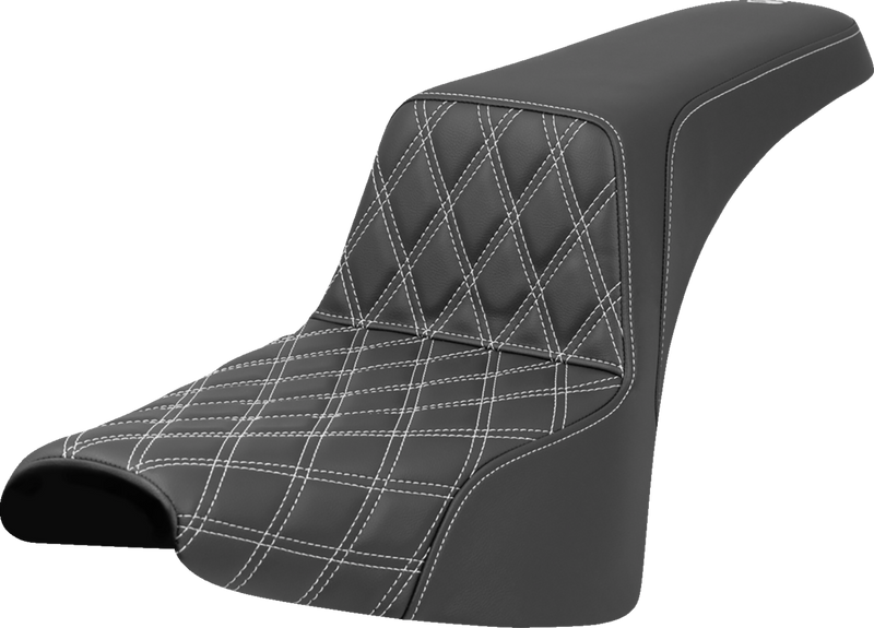 SADDLEMEN Step-Up Seat - Front Lattice Stitch - White Stitch - FXST/FXBB '18-'25 818-30-17206