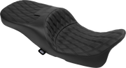 DRAG SPECIALTIES SEATS Extended Reach Freedom Seat - Vinyl - Double Diamond - Black Stitch - FLT/FLH '09-'24 4696B