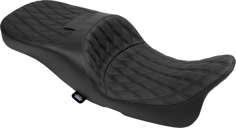 DRAG SPECIALTIES SEATS Extended Reach Freedom Seat - Vinyl - Double Diamond - Black Stitch - FLT/FLH '09-'24 4696B