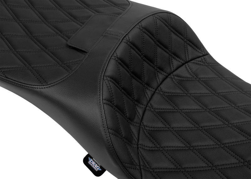 DRAG SPECIALTIES SEATS Extended Reach Freedom Seat - Vinyl - Double Diamond - Black Stitch - FLT/FLH '09-'24 4696B
