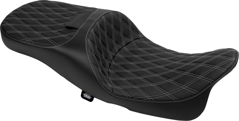 DRAG SPECIALTIES SEATS Extended Reach Freedom Seat - Vinyl - Double Diamond - Silver Stitch - FLT/FLH '09-'24 4696C