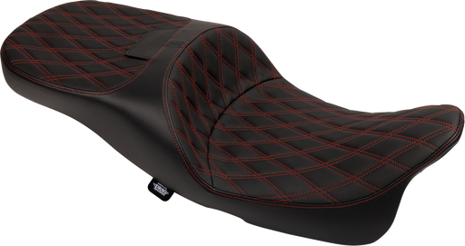 DRAG SPECIALTIES SEATS Extended Reach Freedom Seat - Vinyl - Double Diamond - Red Stitch - FLT/FLH '09-'24 4696D