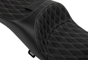 DRAG SPECIALTIES SEATS Extended Reach Freedom Seat - Vinyl - Double Diamond - Silver Stitch - FLT/FLH '09-'24 4696C
