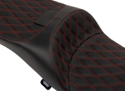 DRAG SPECIALTIES SEATS Extended Reach Freedom Seat - Vinyl - Double Diamond - Red Stitch - FLT/FLH '09-'24 4696D