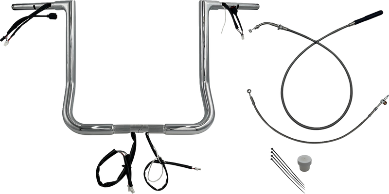 FAT BAGGERS INC. EZ Install Wired Handlebar Kit - 1-1/4" - Flat Top - 16" - Chrome 749016