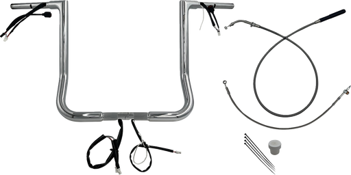 FAT BAGGERS INC. EZ Install Wired Handlebar Kit - 1-1/4" - Flat Top - 16" - Chrome 749016