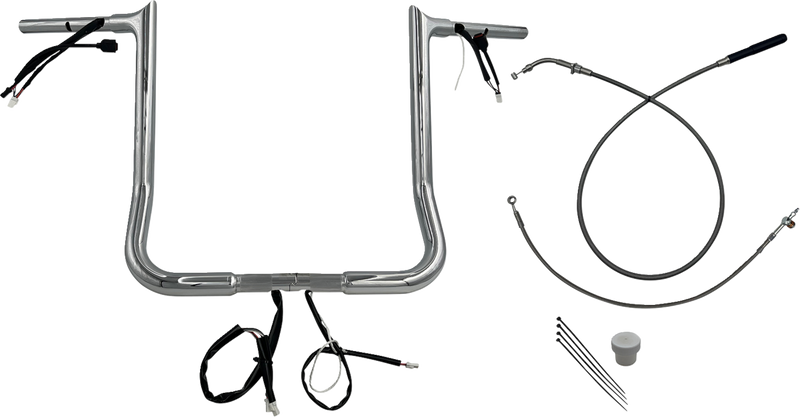 FAT BAGGERS INC. EZ Install Wired Handlebar Kit - 1-1/4" - Pointed Top - 16" - Chrome 949016