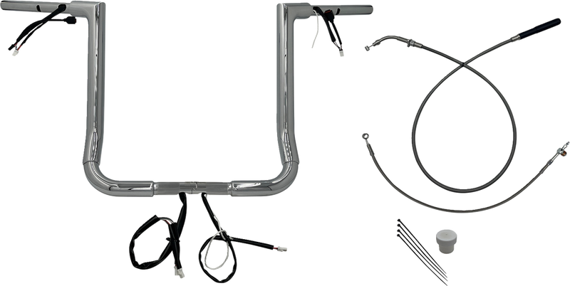 FAT BAGGERS INC. EZ Install Wired Handlebar Kit - 1-1/2" - Flat Top - 16" - Chrome 649016
