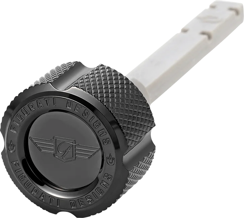 FIGURATI DESIGNS Transmission Oil Dipstick - Magnetic - Knurled - Black - Twin Cam FD01-MAGTD-KN-BLK