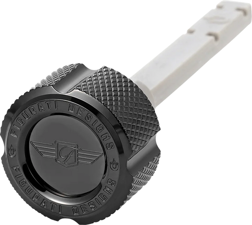 FIGURATI DESIGNS Transmission Oil Dipstick - Magnetic - Knurled - Black - Twin Cam FD01-MAGTD-KN-BLK