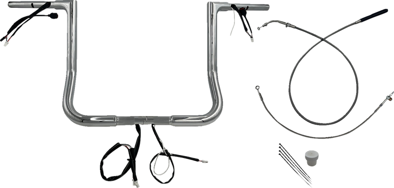 FAT BAGGERS INC. 1-1/4" EZ Install Flat Top Handlebar - 14" - Chrome 749014