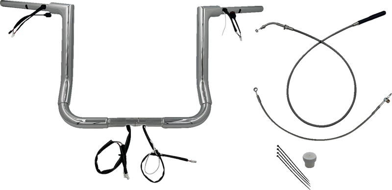 FAT BAGGERS INC. 1-1/2" EZ Install Flat Top Handlebar - 14" - Chrome 649014