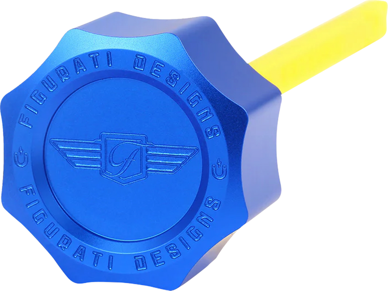 FIGURATI DESIGNS Performance Magnetic Oil Dipstick - Curved - Blue - M8 Touring/Trike FDP01-M8SM-B