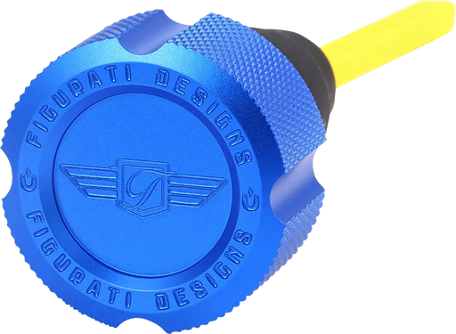 FIGURATI DESIGNS Performance Magnetic Oil Dipstick - Curved - Blue - '07-'16 Touring/Trike FDP01-TCKN-B