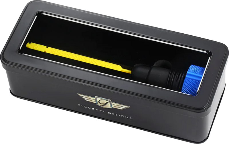 FIGURATI DESIGNS Performance Magnetic Oil Dipstick - Curved - Blue - '07-'16 Touring/Trike FDP01-TCKN-B