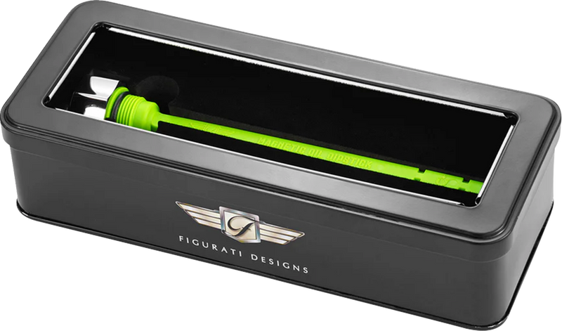 FIGURATI DESIGNS Performance Magnetic Oil Dipstick - Curved - Silver - Indian FD01-MAGDSTS-SM-SS