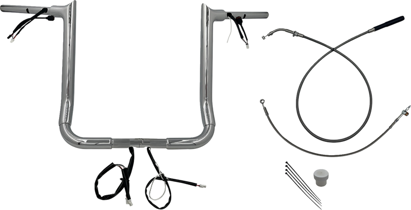 FAT BAGGERS INC. EZ Install Wired Handlebar Kit - 1-1/2" - Pointed Top - 16" - Chrome 849016