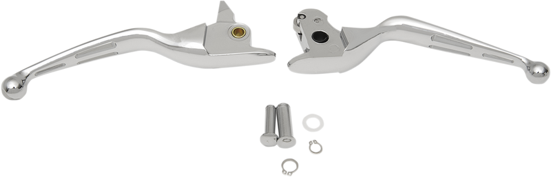 DRAG SPECIALTIES Slotted Wide Blade Brake / Clutch Lever Set -  Chrome