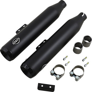 S&S CYCLE Grand National 50 State Slip-On Mufflers - Black with Black Tips - Softail '18-'23