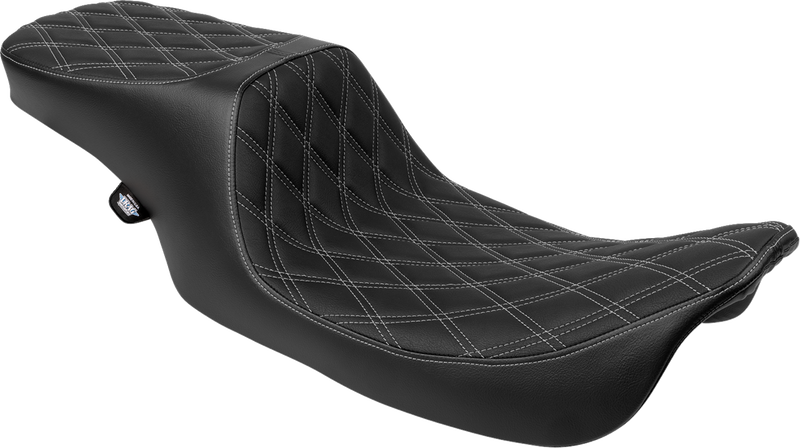 DRAG SPECIALTIES SEATS Predator 2-Up Seat - Vinyl - Double Diamond - Silver Stitching- w/o Backrest - FL '97-'07 4695C