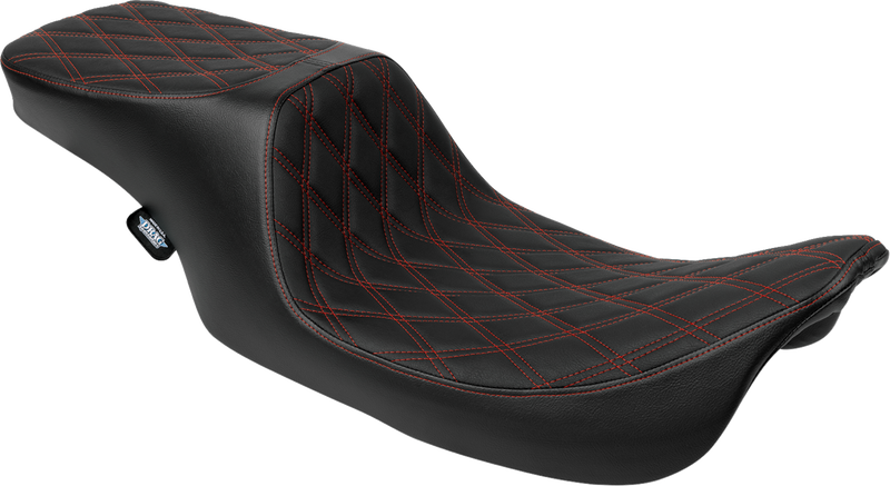DRAG SPECIALTIES SEATS Predator 2-Up Seat - Vinyl - Double Diamond - Red Stitching - w/o Backrest - FL '97-'07 4695D