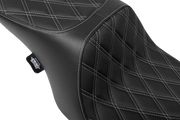 DRAG SPECIALTIES SEATS Predator 2-Up Seat - Vinyl - Double Diamond - Silver Stitching- w/o Backrest - FL '97-'07 4695C