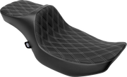 DRAG SPECIALTIES SEATS Extended Reach Predator III Seat - Double Diamond - Silver Stitching - Vinyl - FLH/FLT '23-'24 4705C