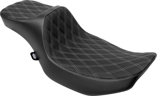 DRAG SPECIALTIES SEATS Extended Reach Predator III Seat - Double Diamond - Silver Stitching - Vinyl - FLH/FLT '23-'24 4705C