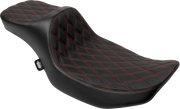 DRAG SPECIALTIES SEATS Extended Reach Predator III Seat - Double Diamond - Red Stitching - Vinyl - FLH/FLT '23-'24 4705D