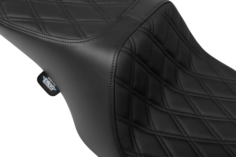 DRAG SPECIALTIES SEATS Predator 2-Up Seat - Vinyl - Double Diamond - Black Stitching- w/o Backrest - FL '97-'07 4695B