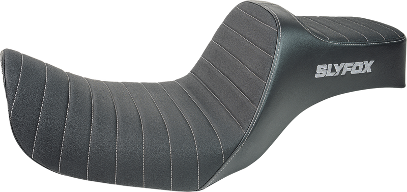 SLYFOX Highnoon Seat - Vinyl - Classic Stitch - Gray Logo - Dyna '12-'16 4694B-slyfox