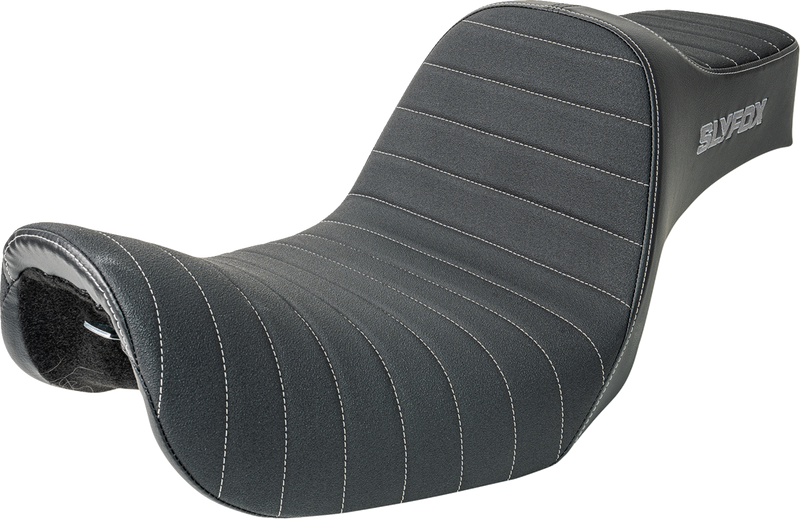 SLYFOX Highnoon Seat - Vinyl - Classic Stitch - Gray Logo - Dyna '12-'16 4694B-slyfox