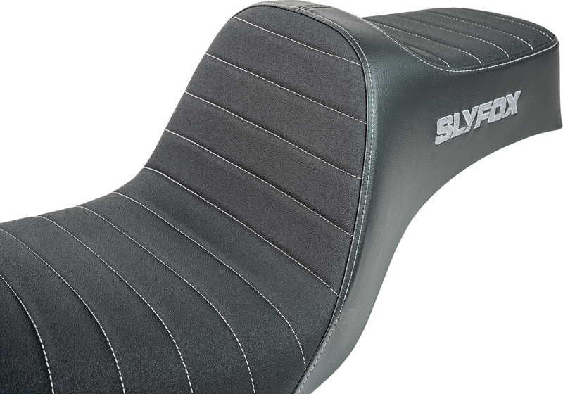 SLYFOX Highnoon Seat - Vinyl - Classic Stitch - Gray Logo - Dyna '12-'16 4694B-slyfox