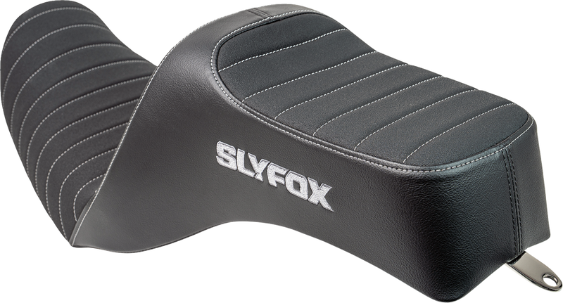 SLYFOX Highnoon Seat - Vinyl - Classic Stitch - Gray Logo - Dyna '12-'16 4694B-slyfox