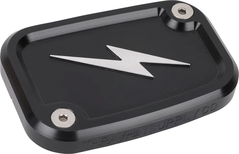 THRASHIN SUPPLY CO. Master Cylinder Cover - Brake - Front - Black/Twice-Cut TSC-3176-4