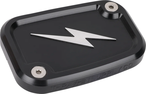 THRASHIN SUPPLY CO. Master Cylinder Cover - Brake - Front - Black/Twice-Cut TSC-3176-4