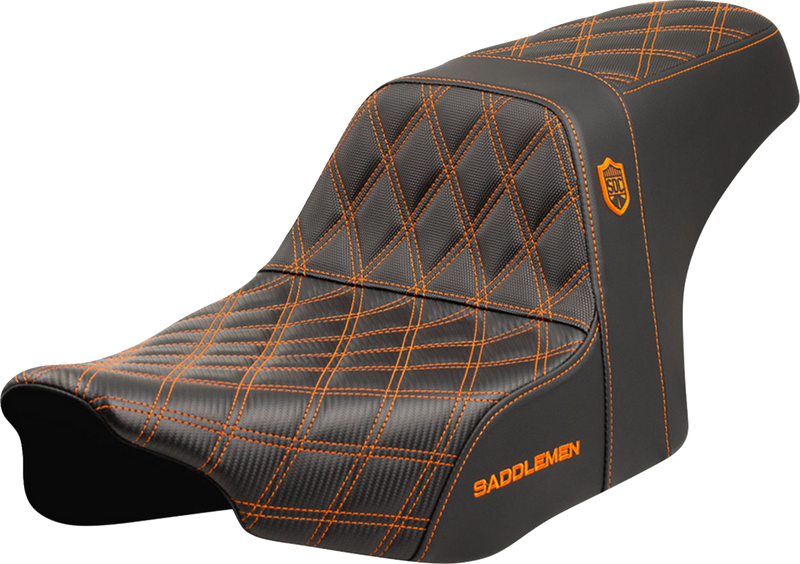 SADDLEMEN Pro Series SDC Performance Seat - Orange Stitching - w/o Backrest - FLT/FLH '23-'24 SC82307D3