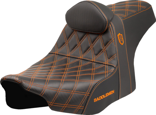 SADDLEMEN Pro Series SDC Performance Seat - Orange Stitching - w/ Backrest - FLT/FLH '23-'24 SC82307DB3