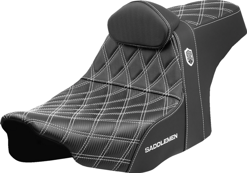 SADDLEMEN Pro Series SDC Performance Seat - White Stitching - w/ Backrest - FLT/FLH '23-'24 SC82307DB6