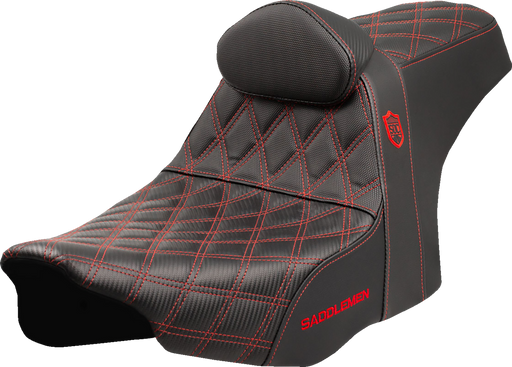 SADDLEMEN Pro Series SDC Performance Seat - Red Stitching - w/ Backrest - FLT/FLH '23-'24 SC82307DB4