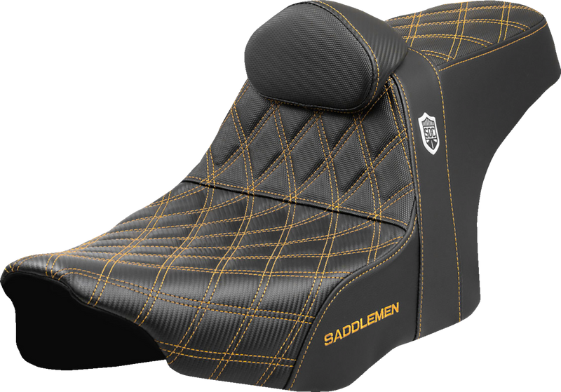 SADDLEMEN Pro Series SDC Performance Seat - Gold Stitching - w/ Backrest - FLT/FLH '23-'24 SC82307DB7