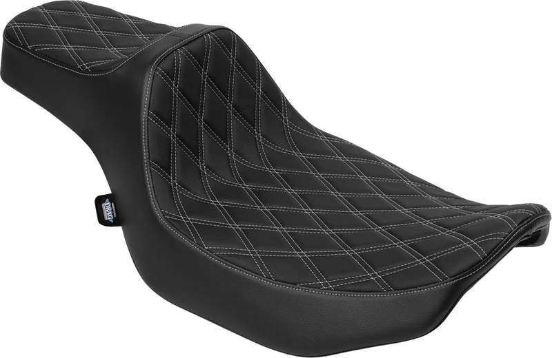 DRAG SPECIALTIES SEATS Extended Reach Predator III Set - Vinyl - Silver Double Diamond Stitch - FLT/FLH '23-'24 4706C