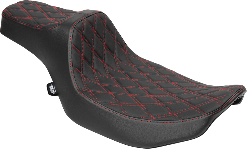 DRAG SPECIALTIES SEATS Extended Reach Predator III Set - Vinyl - Red Double Diamond Stitch - FLT/FLH '23-'24 4706D