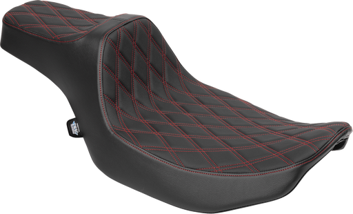 DRAG SPECIALTIES SEATS Extended Reach Predator III Set - Vinyl - Red Double Diamond Stitch - FLT/FLH '23-'24 4706D