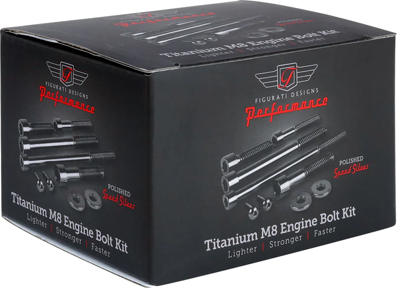 FIGURATI DESIGNS Engine Bolt Kit - Titanium/Speed Silver - M8 FD100-M8-TBOLT-SS