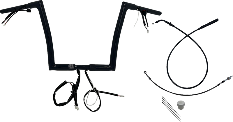 FAT BAGGERS INC. 1-1/4" EZ Install Flat Top Handlebar - 12" - Black 749912-B