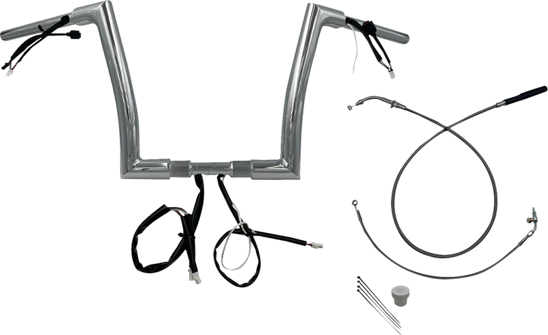 FAT BAGGERS INC. 1-1/2" EZ Install Flat Top Handlebar - 12" - Chrome 649912