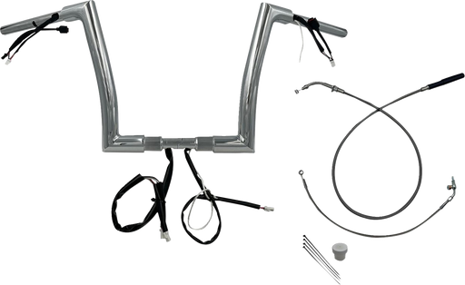 FAT BAGGERS INC. 1-1/2" EZ Install Flat Top Handlebar - 12" - Chrome 649912